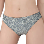 White And Grey Western Floral Print Women's Panties