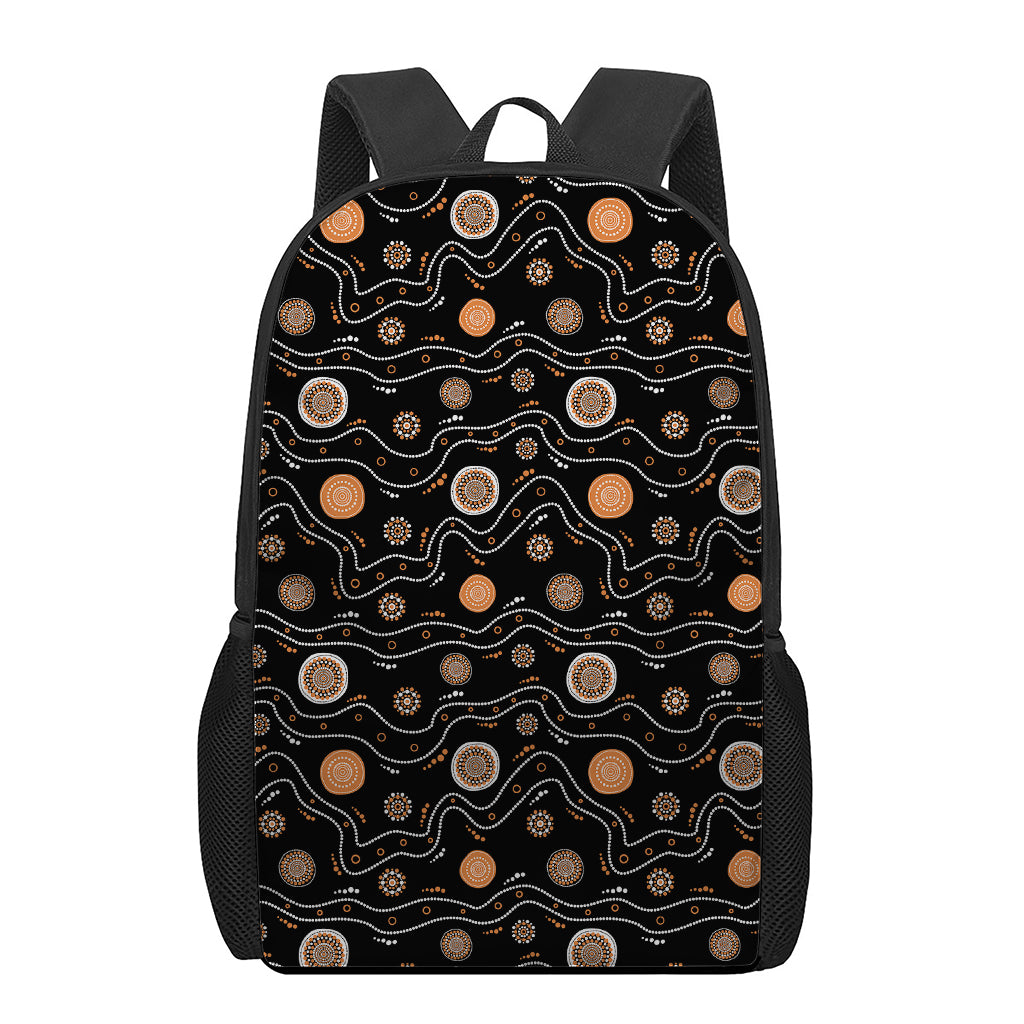 White And Orange Aboriginal Art Print 17 Inch Backpack