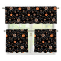 White And Orange Aboriginal Art Print 3 Piece Kitchen Curtains