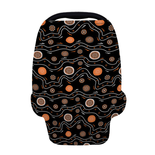 White And Orange Aboriginal Art Print Baby Seat Cover