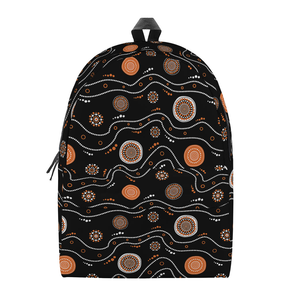 White And Orange Aboriginal Art Print Backpack