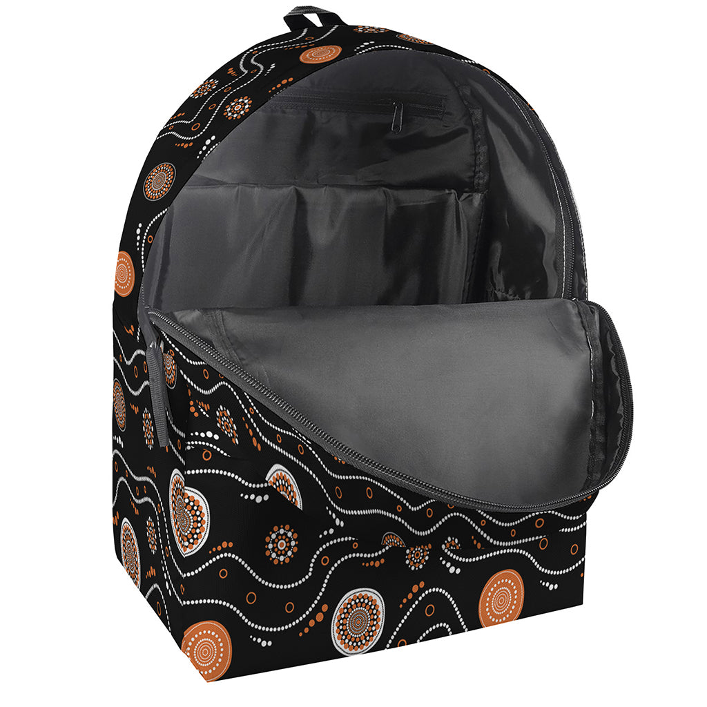White And Orange Aboriginal Art Print Backpack