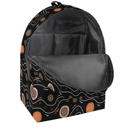 White And Orange Aboriginal Art Print Backpack