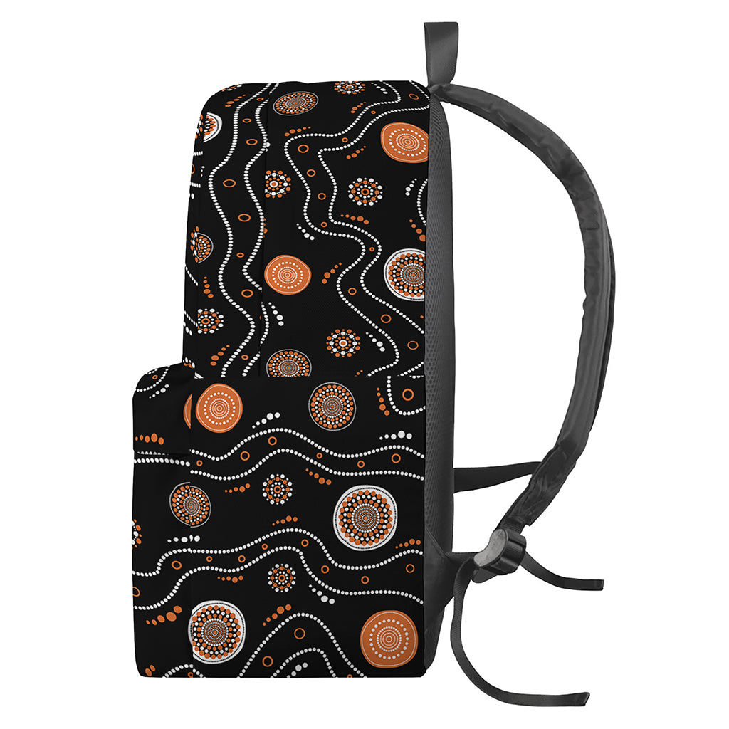 White And Orange Aboriginal Art Print Backpack