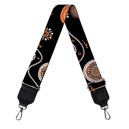 White And Orange Aboriginal Art Print Bag Strap