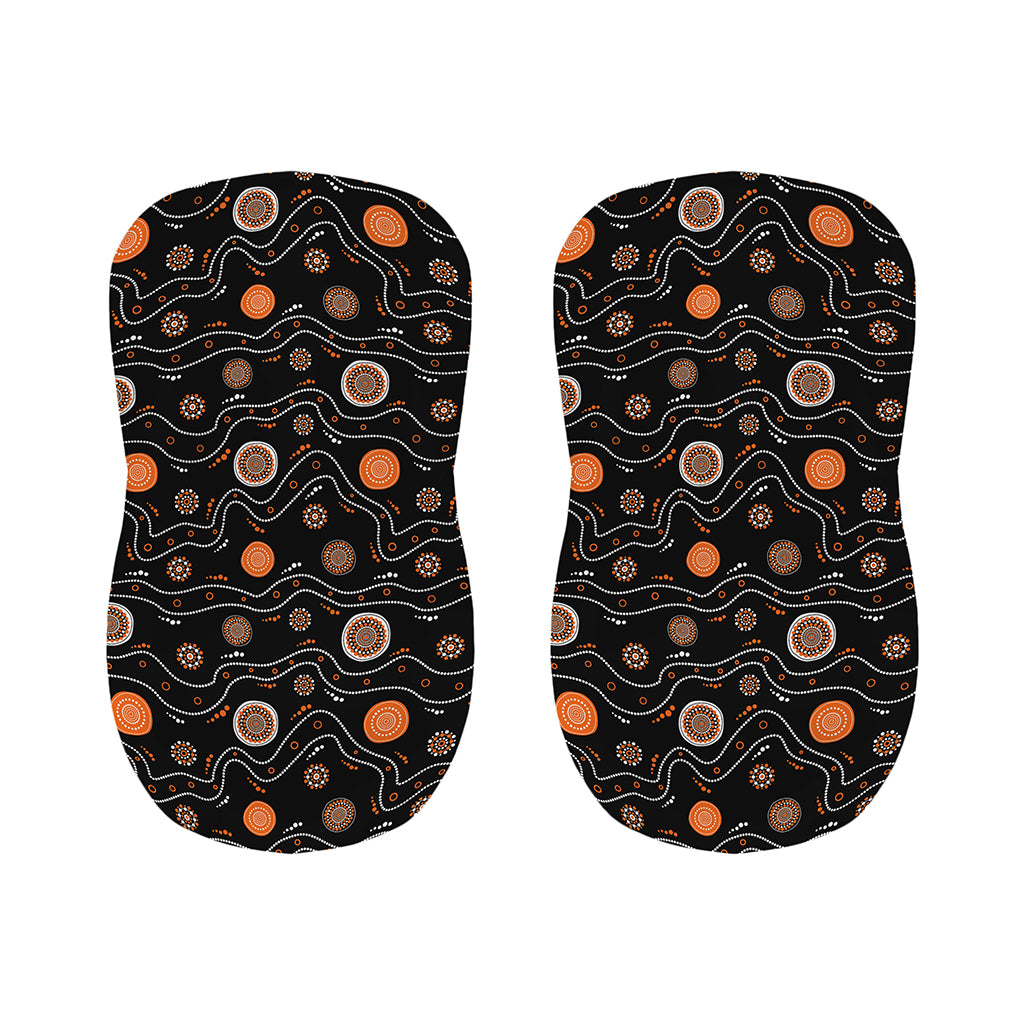 White And Orange Aboriginal Art Print Bar Stool Covers