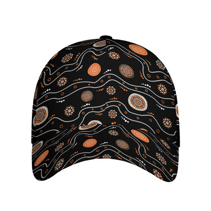 White And Orange Aboriginal Art Print Baseball Cap