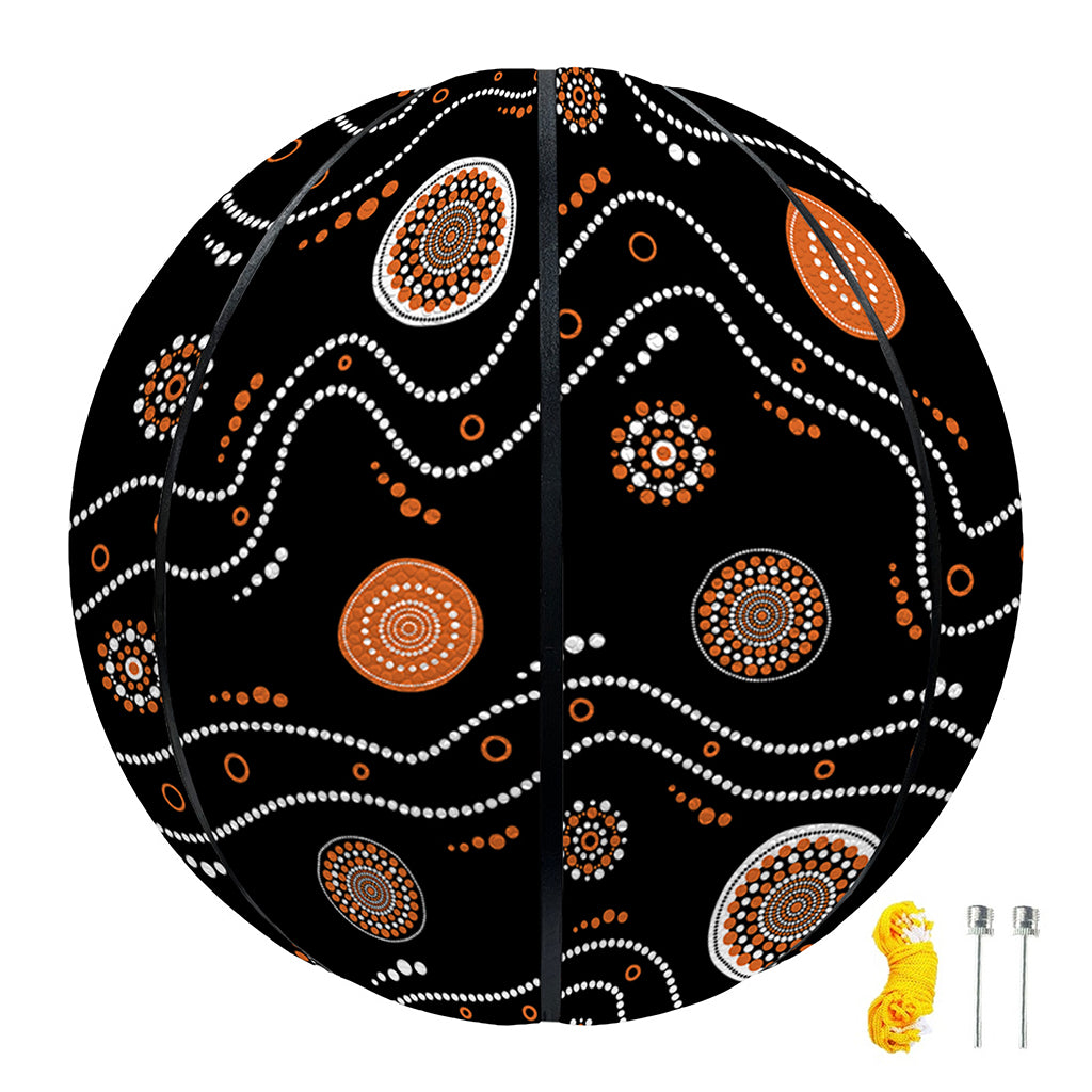 White And Orange Aboriginal Art Print Basketball