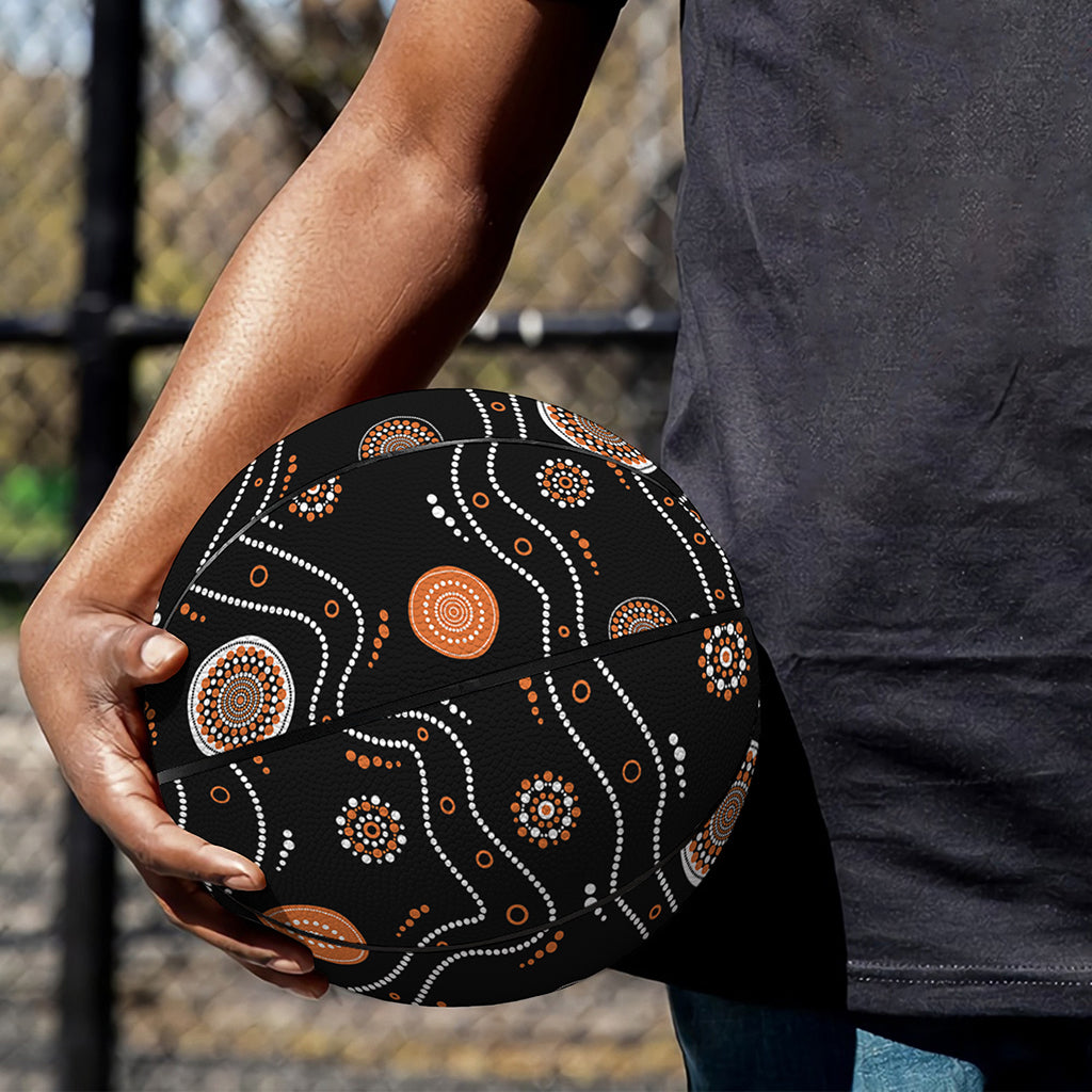 White And Orange Aboriginal Art Print Basketball