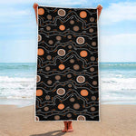 White And Orange Aboriginal Art Print Beach Towel