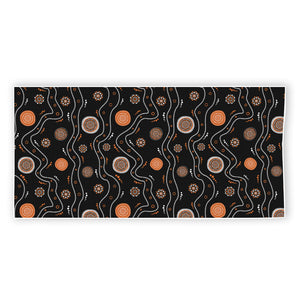 White And Orange Aboriginal Art Print Beach Towel