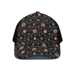 White And Orange Aboriginal Art Print Black Mesh Trucker Cap