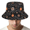 White And Orange Aboriginal Art Print Bucket Hat