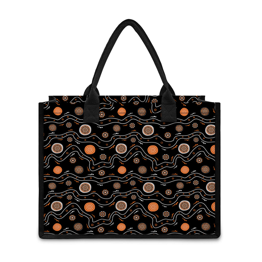 White And Orange Aboriginal Art Print Canvas Tote Bag