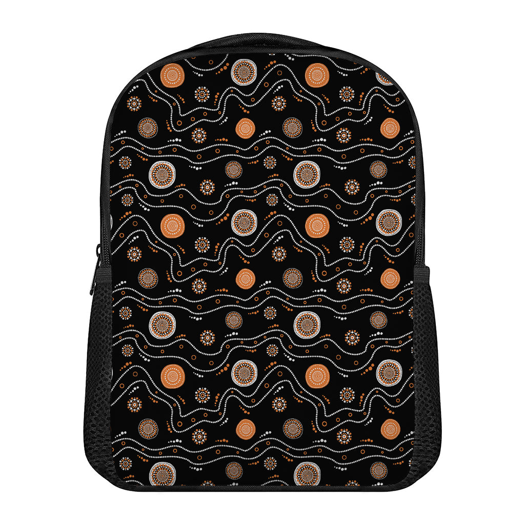 White And Orange Aboriginal Art Print Casual Backpack