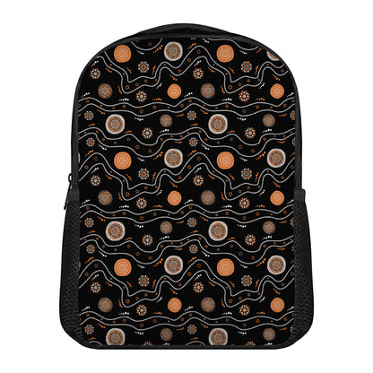 White And Orange Aboriginal Art Print Casual Backpack