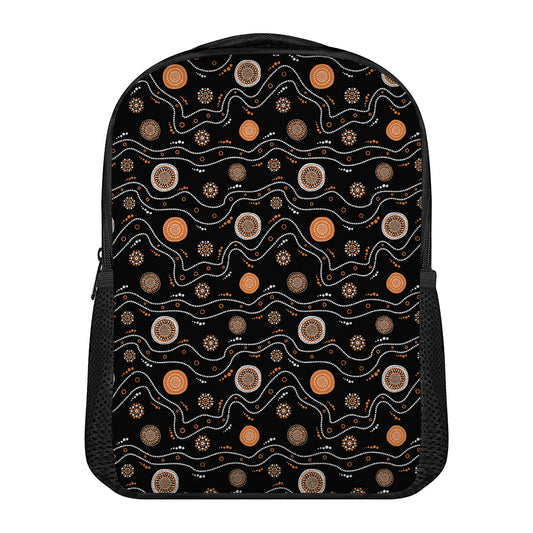 White And Orange Aboriginal Art Print Casual Backpack