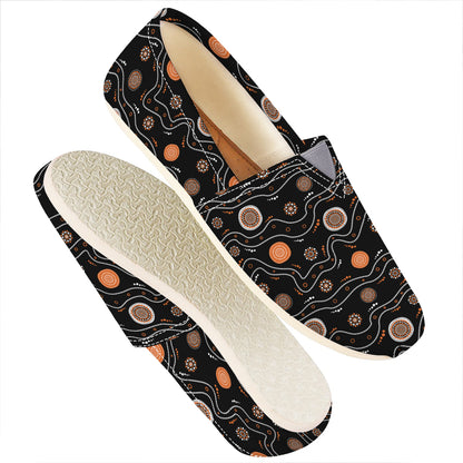 White And Orange Aboriginal Art Print Casual Shoes