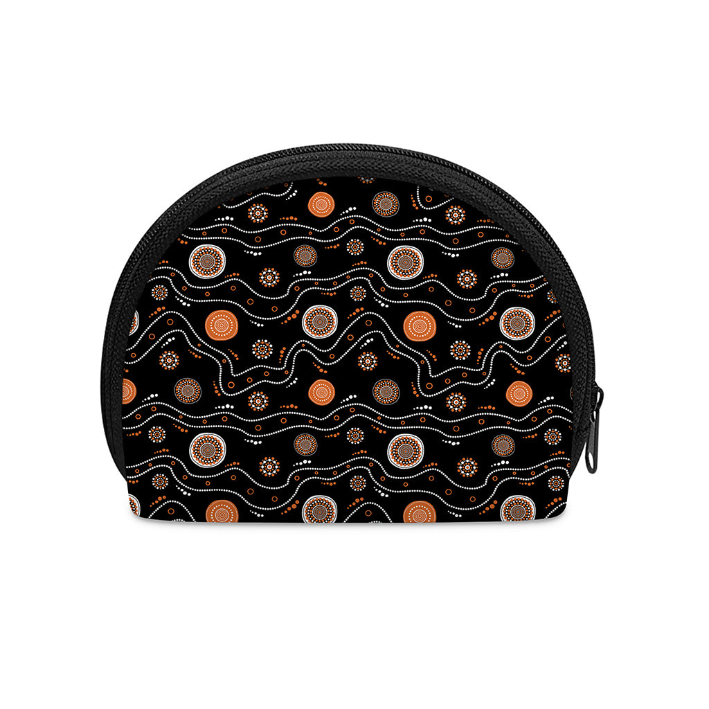 White And Orange Aboriginal Art Print Coin Purse