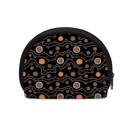 White And Orange Aboriginal Art Print Coin Purse