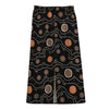 White And Orange Aboriginal Art Print Cotton Front Slit Maxi Skirt