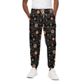 White And Orange Aboriginal Art Print Cotton Sweatpants