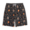White And Orange Aboriginal Art Print Cotton Shorts