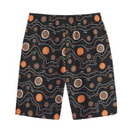 White And Orange Aboriginal Art Print Cotton Shorts