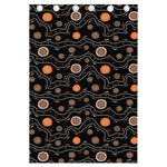 White And Orange Aboriginal Art Print Curtain