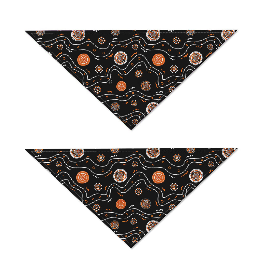 White And Orange Aboriginal Art Print Dog Bandana