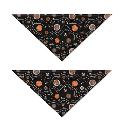 White And Orange Aboriginal Art Print Dog Bandana