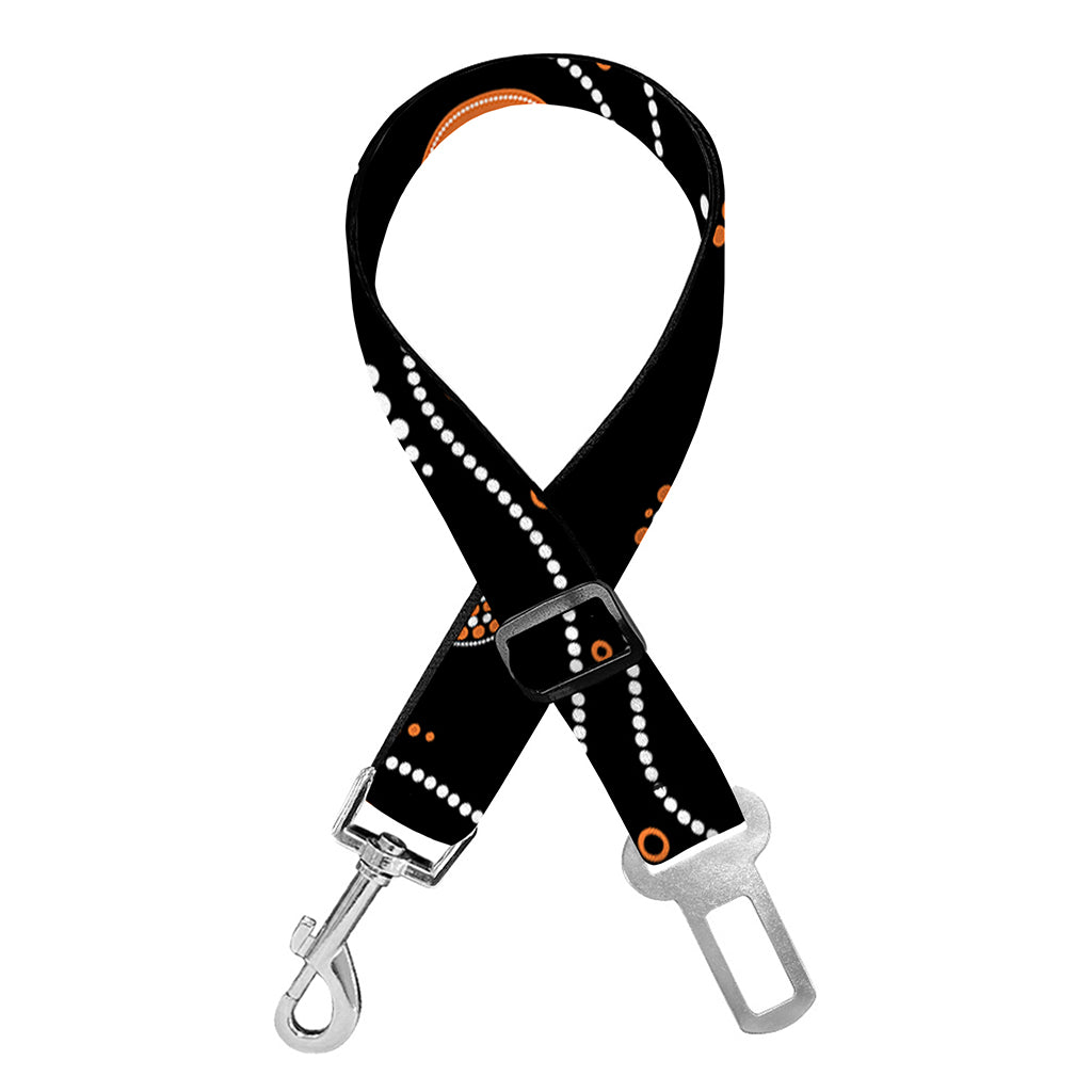 White And Orange Aboriginal Art Print Dog Seat Belt