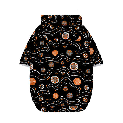 White And Orange Aboriginal Art Print Dog Zip Up Hoodie