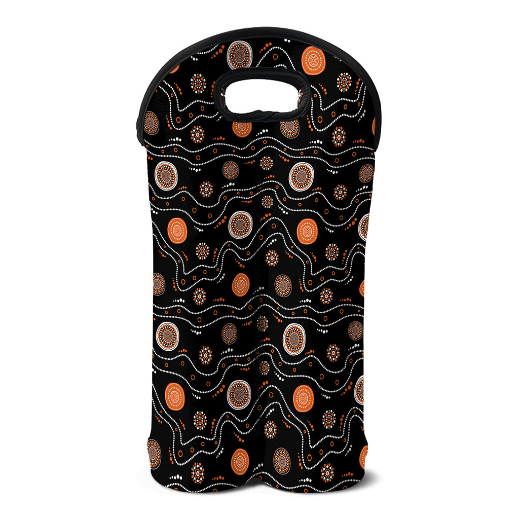 White And Orange Aboriginal Art Print Double Neoprene Wine Tote