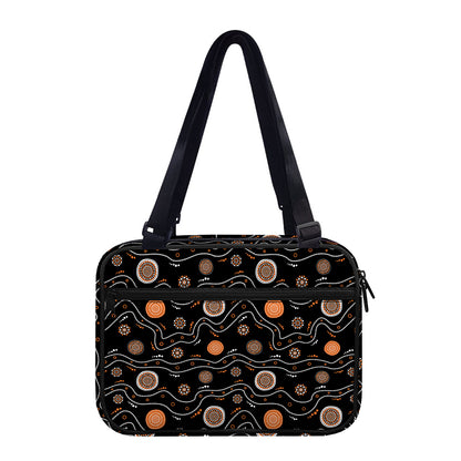 White And Orange Aboriginal Art Print Double Strap Bible Bag