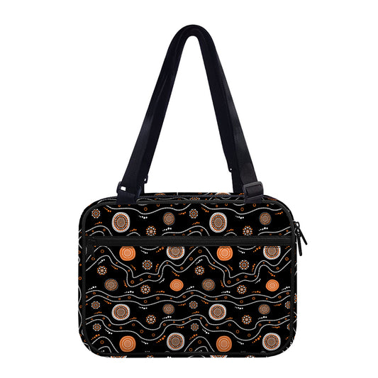 White And Orange Aboriginal Art Print Double Strap Bible Bag