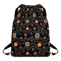 White And Orange Aboriginal Art Print Drawstring Backpack