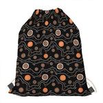 White And Orange Aboriginal Art Print Drawstring Bag