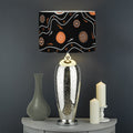 White And Orange Aboriginal Art Print Drum Lamp Shade