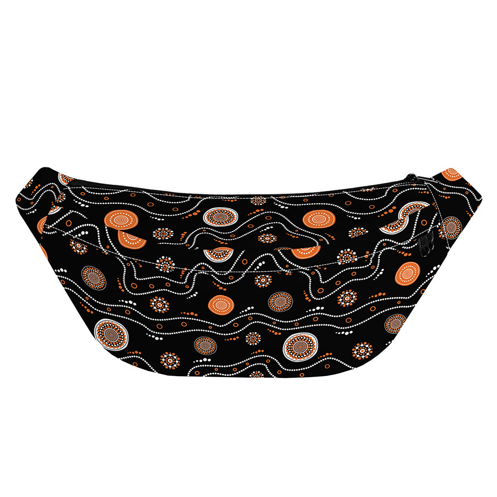 White And Orange Aboriginal Art Print Fanny Pack