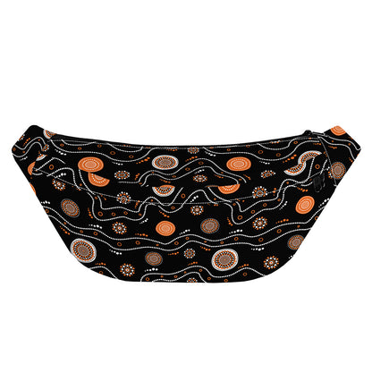 White And Orange Aboriginal Art Print Fanny Pack