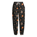 White And Orange Aboriginal Art Print Fleece Lined Knit Pants