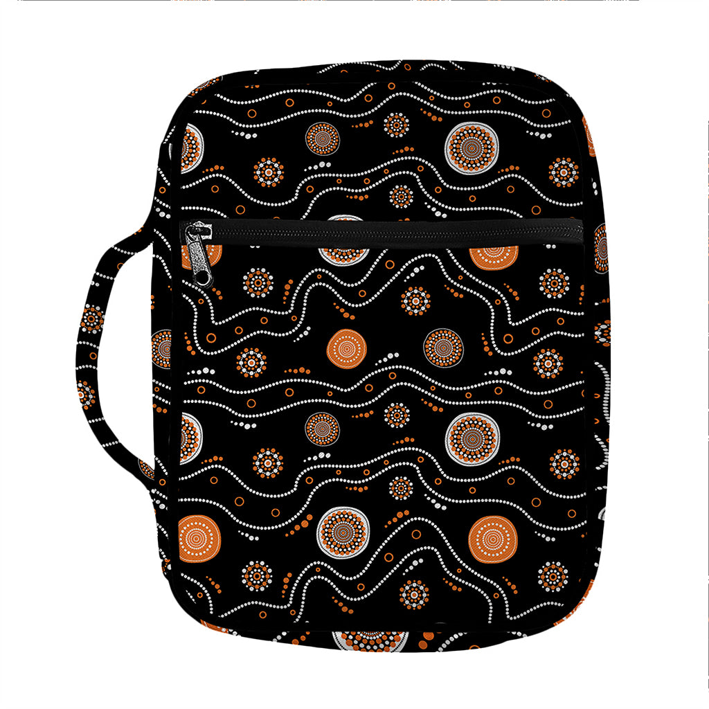 White And Orange Aboriginal Art Print Front Pocket Bible Bag