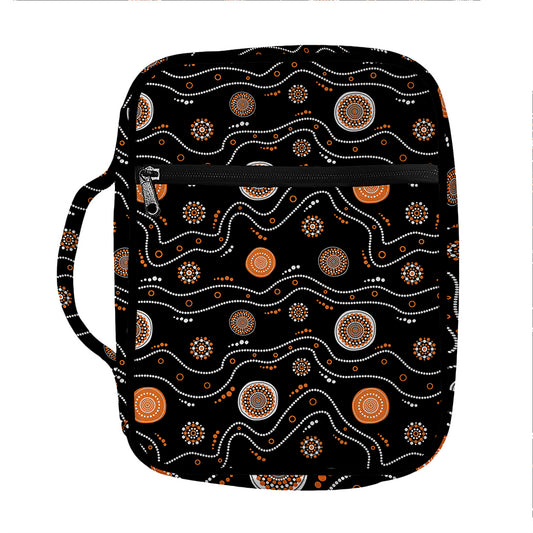 White And Orange Aboriginal Art Print Front Pocket Bible Bag