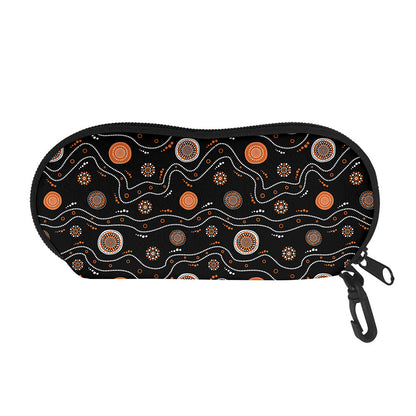 White And Orange Aboriginal Art Print Glasses Case