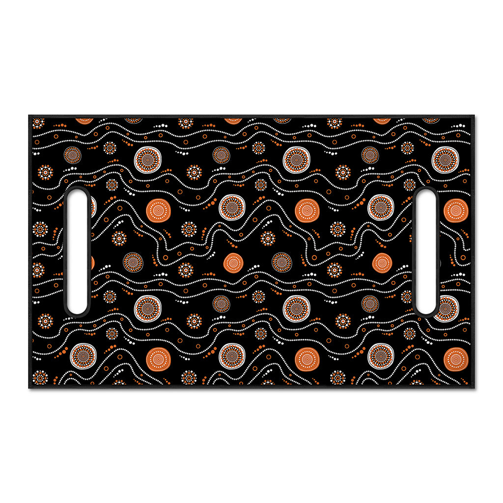 White And Orange Aboriginal Art Print Golf Cart Seat Cover