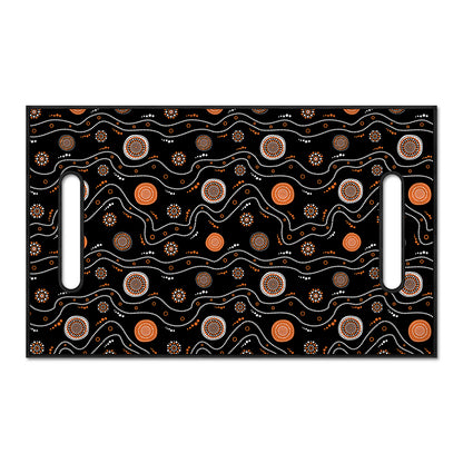 White And Orange Aboriginal Art Print Golf Cart Seat Cover