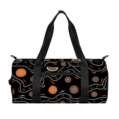 White And Orange Aboriginal Art Print Gym Bag