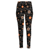 White And Orange Aboriginal Art Print High-Waisted Pocket Leggings