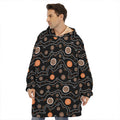 White And Orange Aboriginal Art Print Hoodie Blanket